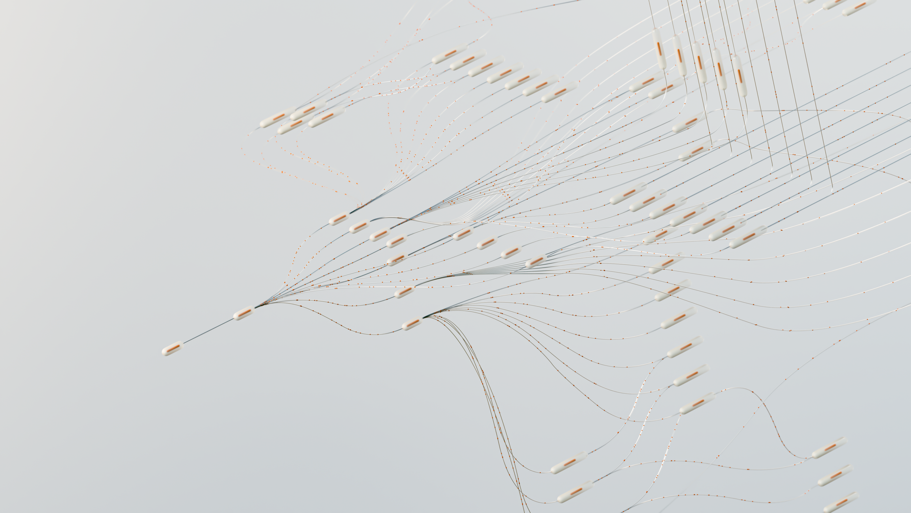 Abstract illustration depicting complex digital neural networks and data flow.
